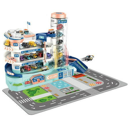 Seenda Car Track Set 3 Level Race Track, Kids Car Toy Garage Playset, Electric Parking Lot Toy for Toddler for Automatic & Manual, Car Toys for Boys and Girls aged 3+