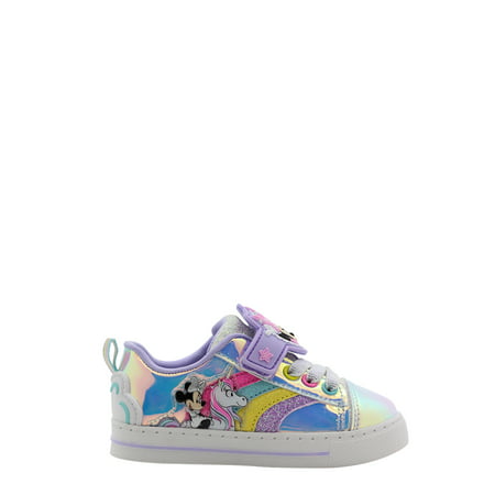 Disney Minnie Mouse Toddler Girl Casual Unicorn Low-Top Court Sneaker, Sizes 7-12Silver,