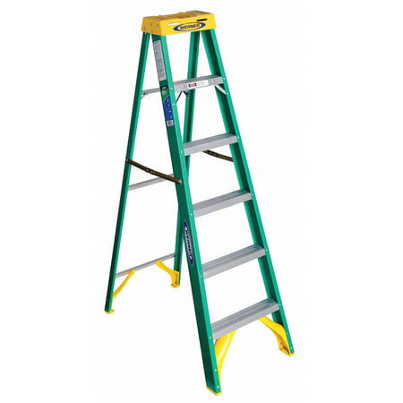 Werner 5906 6' Fiberglass Step Ladder with Yellow Top 22lb. Load Capacity Type II Duty Rankings