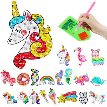 Pearoft Unicorn Gifts for Girls Age 5 6 7 8-Painting Unicorn Toys for Age 5 6 Year Olds Kids-Arts and Crafts for Kids Girls Age 6-12-Birthday Presents Age 6+ 5D Diamond Painting Kits for Kids Girls, Unicorns