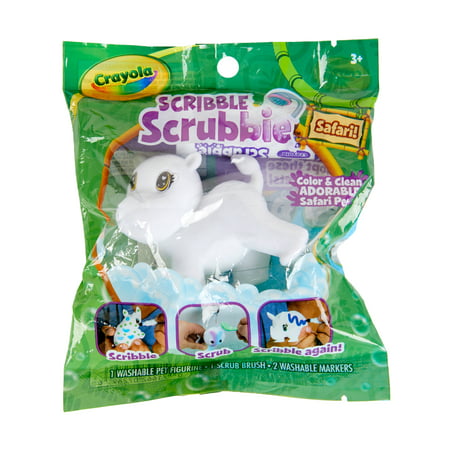 Crayola Scribble Scrubbie Safari Animals, Color & Wash 1ct, Stocking Stuffers for Kids, Ages 3+