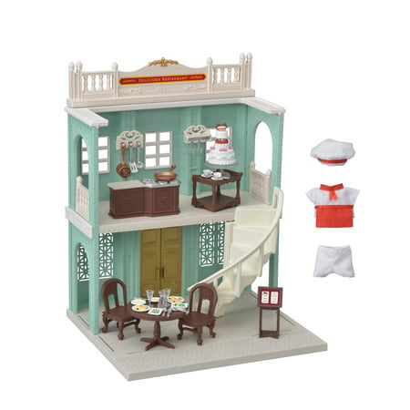 Calico Critters Town Series Delicious Restaurant, Fashion Dollhouse Playset with Furniture and Accessories