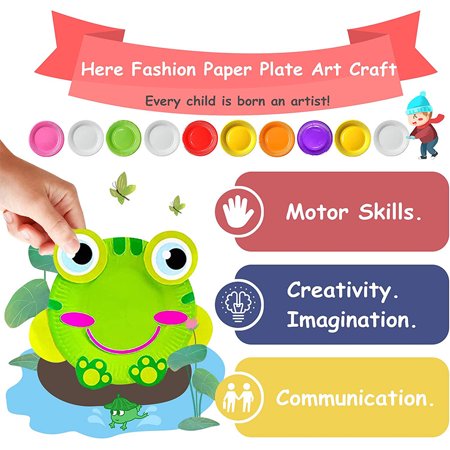 SAYLITA 10Pcs Toddler Crafts Paper Plate Art Kit Arts and Crafts for Kids Boys Girls Preschool Easy Animal Plate Craft DIY Projects Supply Kit Creative Home Activity Craft Party Groups Gift