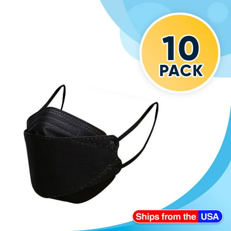 4Ply Black Disposable Face Mask - Scalloped Edges Foldable Masks - Pack of 10, long type