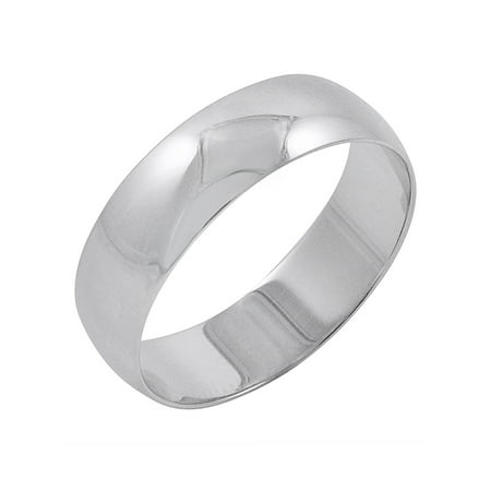 Men's 10K White Gold 6mm Traditional Plain Wedding Band (Available Ring Sizes 8-12 1/2) Size 10.5, 10.5