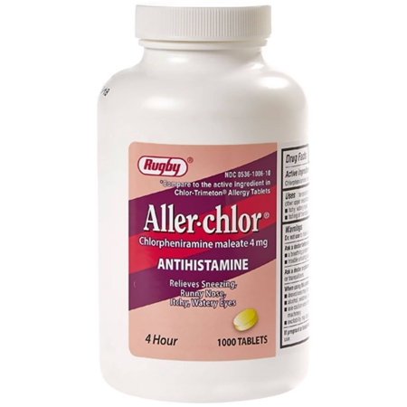 Rugby Aller-Chlor Chlorpheniramine Maleate 4mg Tablet, OTC Medicine for Allergies, 100 Ct