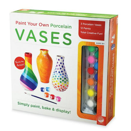 MindWare Paint Your Own Porcelain Vases Craft Kit (17 Pieces)