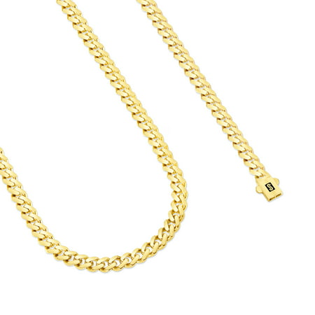 Nuragold 10k Yellow Gold 6mm Royal Monaco Miami Cuban Link Chain Necklace, Mens Jewelry with Fancy Box Clasp 18" - 30"
