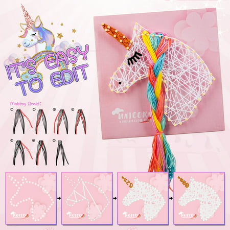 Pearoft DIY Unicorn String Art Craft Kit Toys for Age 6 7 8 Year Old Girl Unicorn Toys Gifts for 7 8 9 10 Year Old Girls | Childrens Art Kits for 7 8 9 Year Old Girls | Pink Toys Age 5-10 for Kids, Unicorn