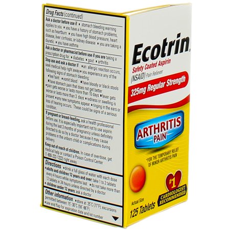 Ecotrin 325 mg Regular Strength Tablets 125 ea (Pack of 3)