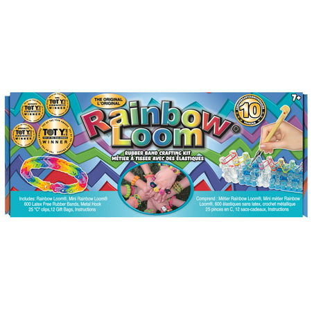 The Original Rainbow Loom Rubber Band Crafting Kit, Includes: 600 High Quality, Latex Free Rubber Bands, Metal Hook, 25 'C' Clips and Gift Bags, Ages 7 and Up