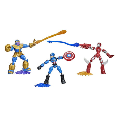 Marvel Avengers Bend and Flex Iron Man, Captain America, Thanos 3-Pack Action Figures