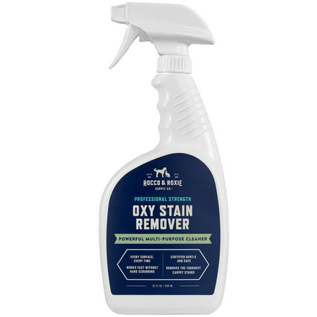 Rocco & Roxie Oxy Stain Remover - Oxygen Powered Spot Carpet Cleaner - Professional Strength Cleaning Supplies - Pet Stains Disappear - Quickly Remove Upholstery or Laundry Stains - 32 Oz.