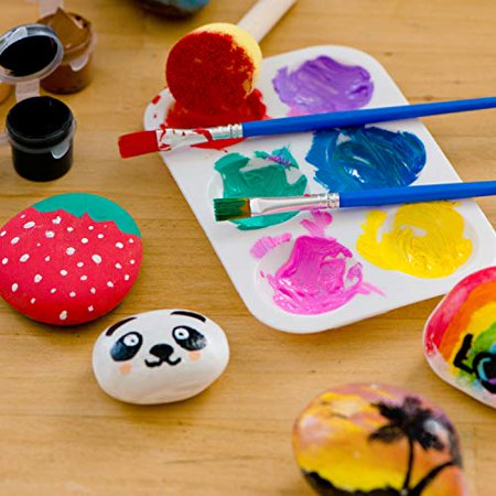 Deluxe Rock Painting Kit - Colorful Art Supplies Set for Children and Tweens - Safe Non-Toxic Educational Toy - Arts and Crafts for Kids Ages 6-12 - Includes Brushes, Googly Eyes, Transfer Sticke