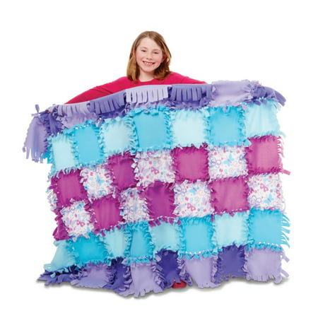 Melissa & Doug Created by Me! Butterfly Fleece Quilt No-Sew Craft Kit (48 squares, 4 feet x 5 feet)