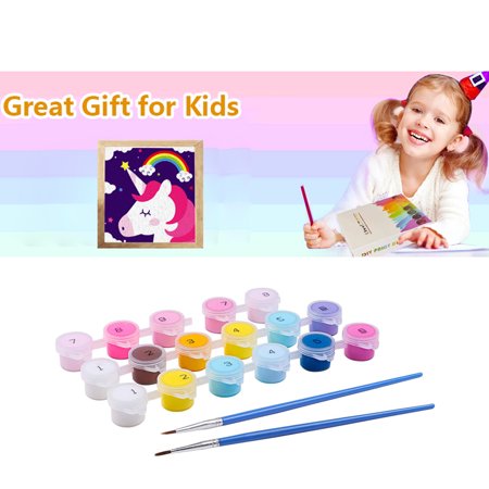 Style-Carry Arts & Crafts Painting Kit for Kids 4-8 Year,Paint by Numbers Unicorn Painting Set Brush and Paint (8x8")
