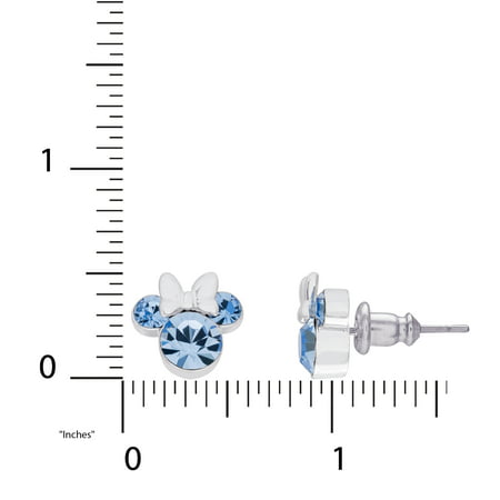 Minnie Mouse December Birthstone Silver-Plated Crystal Stud EarringsDecember - Blue Topaz,