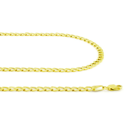 Nuragold 10k Yellow Gold 3.5mm Cuban Curb Link Chain Pendant Necklace, Mens Womens with Lobster Clasp 16" - 30"