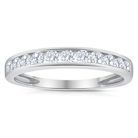 1/2ctw Diamond Channel Wedding Band in 10k White Gold, White Gold, 9.5
