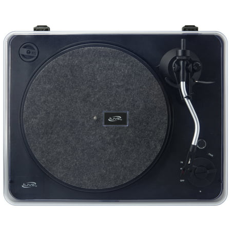 iLive ITTB1000B 3-Speed Belt-Drive Semi-Automatic Turntable with Cover and Bluetooth Transmitter
