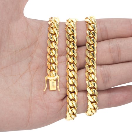 Nuragold 14k Yellow Gold 8mm Solid Miami Cuban Link Chain Bracelet, Mens Jewelry Box Clasp 7.5" 8" 8.5" 9"
