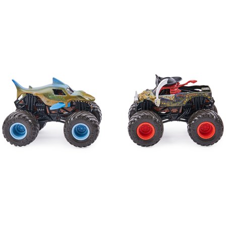 Monster Jam, Official Megalodon vs. Pirate?s Curse Color-Changing Die-Cast Monster Trucks, 1:64 Scale