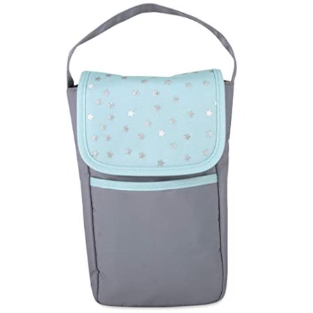 Baby Essential, Diaper Bag Backpack 5 Piece Set with Sun, Moon, and Stars, Wipes Pocket, Stroller Straps, Dirty Diaper Pouch, Changing Pad - Grey/BlueBlue,