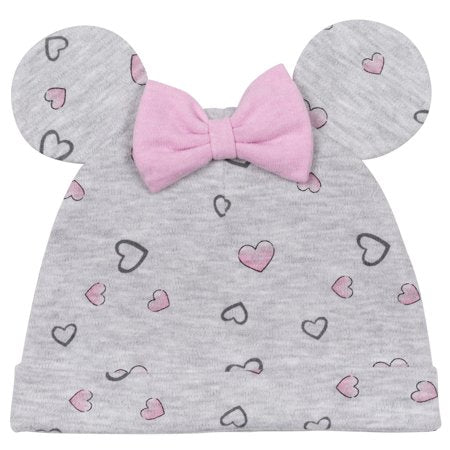 Disney Minnie Mouse Infant Baby Girls Layette Set: Bodysuit Pant Hat Bib Grey/Pink 12 Months, Grey/pink, 12 Months