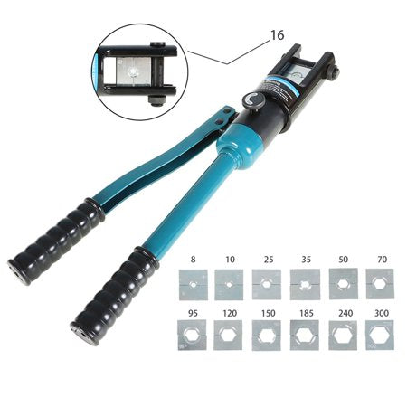 16 Ton Hydraulic Wire Terminal Crimper Battery Cable Lug Terminal Crimping Tool with 11 Pairs of Dies for Stainless Steel Cable Home Improvement