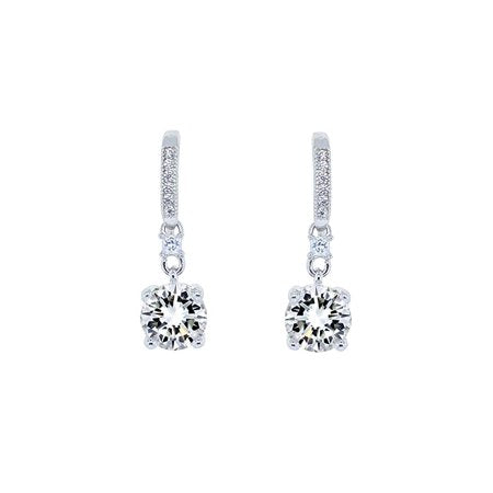 Cate & Chloe Valerie Pride 18k White Gold Plated Round Cut Drop Earrings w/ Cubic Zirconia Crytals, Women's White Gold Plated Earrings, Dangle Earring for Women Wedding Anniversary Jewelry - MSRP $150