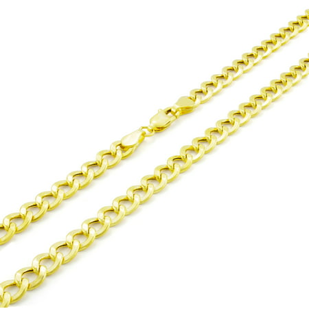 Nuragold 10k Yellow Gold 5.5mm Cuban Curb Link Chain Pendant Necklace, Mens Womens with Lobster Clasp 18" - 30"