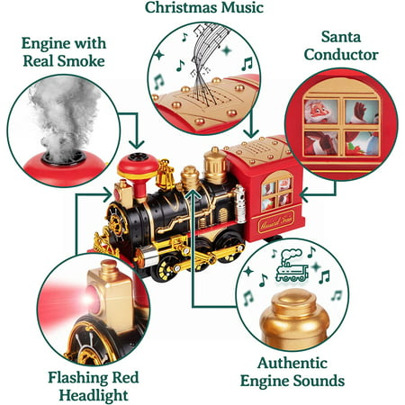 Prextex Christmas Train Set- Around The Christmas Tree with Real Smoke, Music & Lights