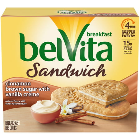 belVita Breakfast Cinnamon Brown Sugar & Vanilla Creme Breakfast Biscuits, 5 Packs (2 Biscuit Sandwiches Per Pack)