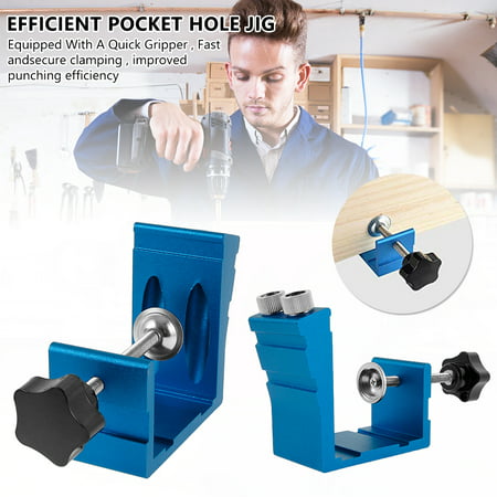 HOTBEST 46Pcs Pocket Hole Jig Kit,Accurate Mini Style 15 Degrees Pocket Hole Jig Kit for Wood Working Step Drill Bit Set Woodworking ToolsBlue,