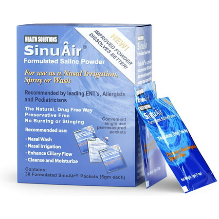 Health Solutions SinuAir Formulated Powdered Nasal Moisturizer and Irrigation Solution, 5 mg, 30 ct