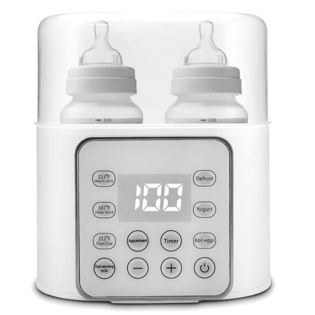 Baby Bottle Warmer, 9-in-1 Portable Bottle Warmer, Baby Bottle Sterilizer, Double Bottle Breast Milk Warmer with LCD Display, Timer & 24H Temperature Control