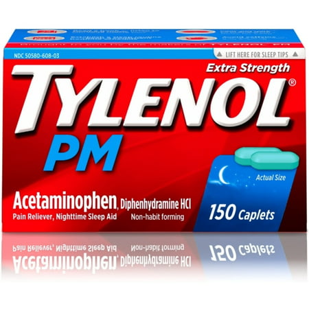 TYLENOL PM Extra Strength Caplets 150 ea (Pack of 2)