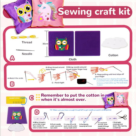 Dream Fun Gift for 7 Year Old Girl Craft Kits for Kids Sewing Kits for Children Handmade Pillow Making Kit for Girls Unicorn Arts and Crafts for Kids Age 6-8 Year Old Girl Gifts for Birthday ToysUnicorn,