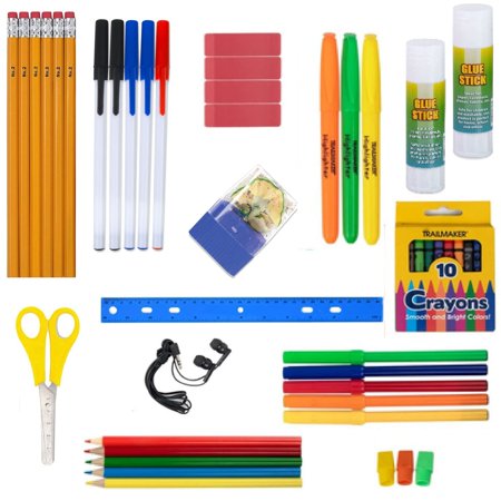 Trailmaker - 60 Piece, K-12 School Supplies Kit for Kids Includes Notebooks, Folders, White Board, and More