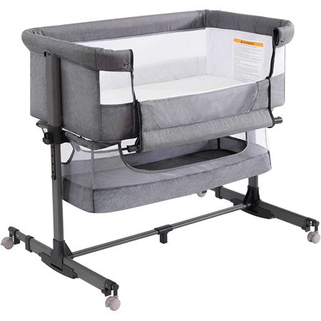 Nordmiex Baby Bassinet 3 in 1 Adjustable Bedside Sleeper Bed for Infant Baby with Breathable Net, GrayGray,