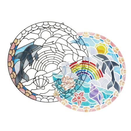 Melissa & Doug Stained Glass Made Easy Craft Kit: Dolphins - 180+ Stickers