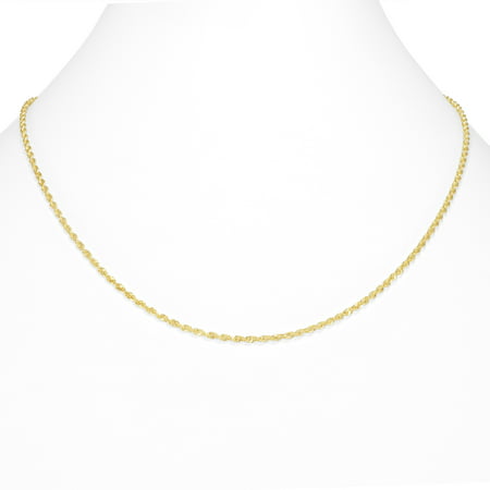 Nuragold 10k Yellow Gold 2mm Diamond Cut Rope Chain Pendant Necklace, Womens Mens Jewelry with Lobster Clasp 16" - 24"