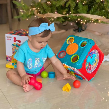 UNIH 7 in 1 Baby Activity Cube Toy for Infants Boys Girls Kids 18m+, Early Educational Learning Toys with Music & Light