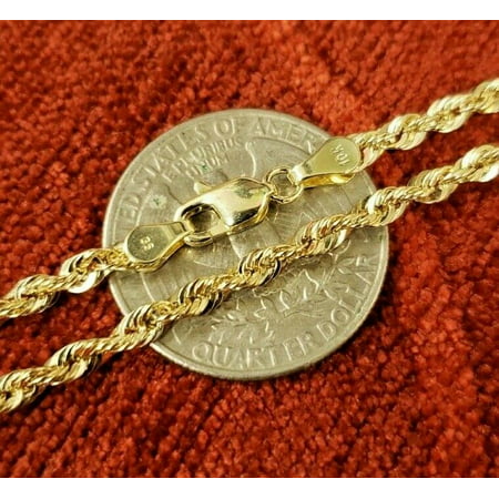 10K Solid Yellow Gold Necklace Rope Chain 16'' - 30" 1mm 1.5mm 2mm 2.5mm 3mm 4mm (3.0mm,20")