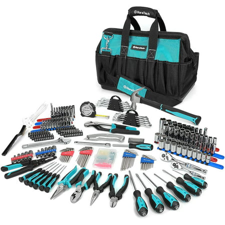 DURATECH 416-Piece Home Repair Tool Set, Daily Use Mechanics Hand Tool Kit with Wide Open Mouth Tool Bag, Perfect for DIY, Home Maintenance