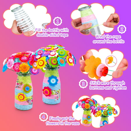 Toys for 8 9 10 11 12 year Old Girls Boys, Art&Crafts Toy Gifts for Kids Age 5-12 Crafts Flower Kit for 8-10 year Olds Child DIY Toy Set for Teen Girls Boys 7-11 year Old Birthday PresentCarnation+Sunflower,