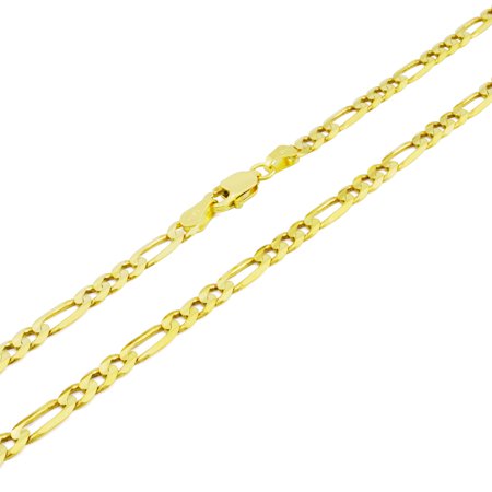 Nuragold 14k Yellow Gold 4.5mm Solid Figaro Chain Link Pendant Necklace, Mens Jewelry with Lobster Clasp 20" - 30"