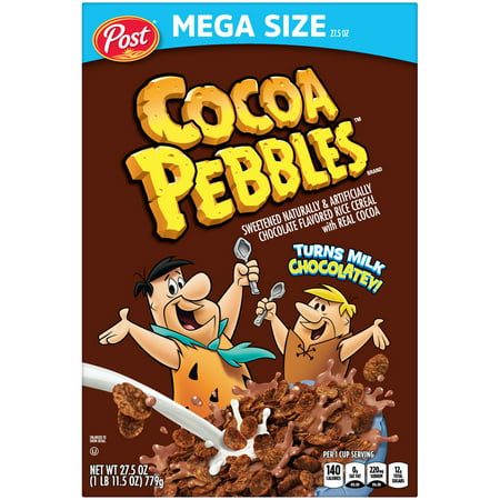 Post Cocoa Pebbles Breakfast Cereal, Cocoa Flavored Cereal, 27.5 oz