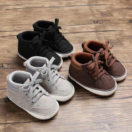 Baby Prewalker Newborn Infant Kids Sports Casual Shoes Soft Sole Cloth Crib Shoes Flats Sneaker 0-18M, Black, 12-18 Months