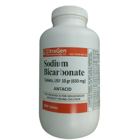 Sodium Bicarbonate Tablets 650 mg (10 Grains) by CitraGen Pharmaceuticals | 1000 Tablets per Bottle | USP Grade | Antacid | Heartburn, 1000 tablets per bottle